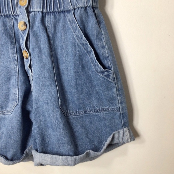 Show me your Mumu denim Jean short overalls women small blue - Picture 3 of 9